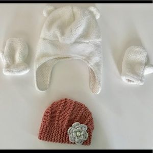 Carter’s Gloves/hat set & a crochet hat